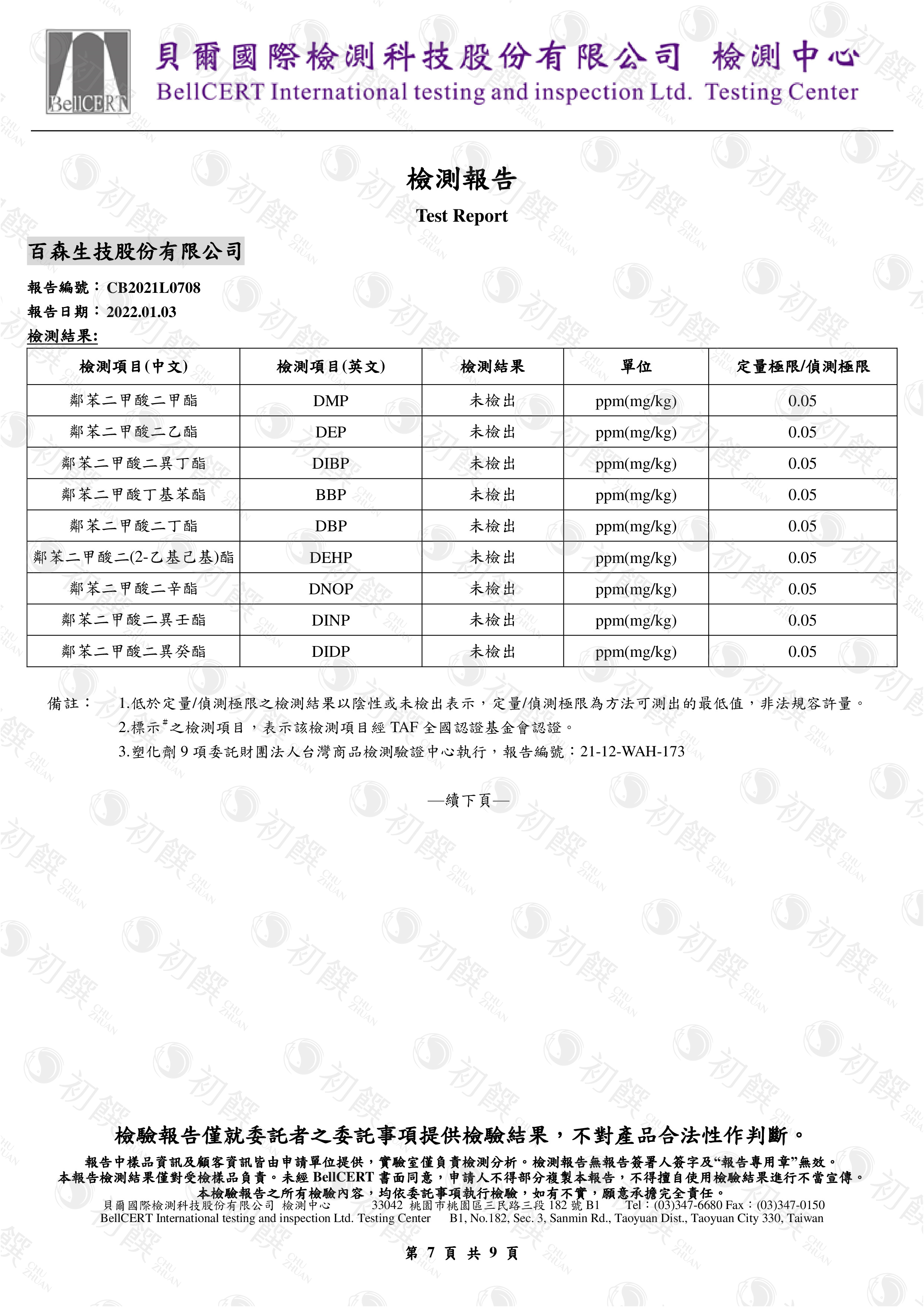 塑化劑檢驗報告